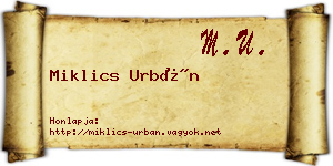 Miklics Urbán névjegykártya