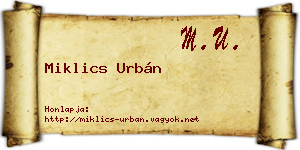 Miklics Urbán névjegykártya