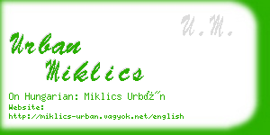 urban miklics business card
